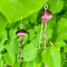 Load image into Gallery viewer, Shimmery Brick &amp; Gold Jellyfish Tin Earrings