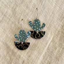Load image into Gallery viewer, Tiny Black Potted Cactus Tin Earrings