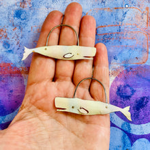 Load image into Gallery viewer, Palest Pastel Sperm Whales Upcycled Tin Earrings