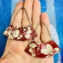 Load image into Gallery viewer, Cream Blossoms on Madder Wide Arc Earrings