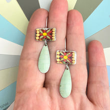 Load image into Gallery viewer, Flowery Mosaic &amp; Pale Aqua Earrings