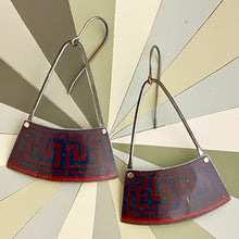 Load image into Gallery viewer, Maroon Maze Tin Earrings