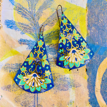 Load image into Gallery viewer, Big Vintage Botanical Cones Tin Earrings
