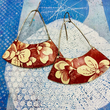 Load image into Gallery viewer, Cream Blossoms on Madder Wide Arc Earrings
