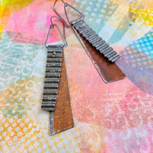 Load image into Gallery viewer, Rustic Bronze Ribbon Tin Earrings