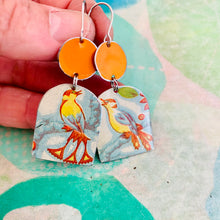 Load image into Gallery viewer, Fancy Birds Wide Arch Upcycled Tin Earrings