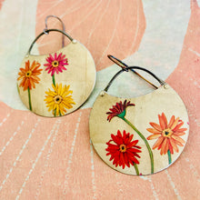 Load image into Gallery viewer, Gerber Daisies Upcycled Tin Earrings