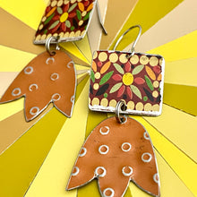 Load image into Gallery viewer, Flowery Mosaic &amp; Dotty Burnt Orange Earrings