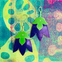 Load image into Gallery viewer, Royal Purple Fancy Tulips Tin Earrings