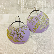 Load image into Gallery viewer, Botanicals on Lavender Upcycled Tin Circle Earrings