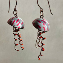 Load image into Gallery viewer, Pink Pattern on White Jellyfish Tin Earrings