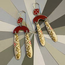 Load image into Gallery viewer, Vintage Brick Mini Rainbow Tin Earrings