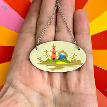 Load image into Gallery viewer, Little Red Pagoda Tin Necklace