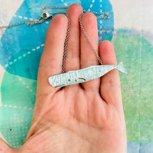 Load image into Gallery viewer, Dusty Aqua &amp; White Upcycled Tin Necklace