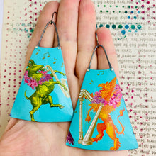 Load image into Gallery viewer, Diamond Jubilee Griffin &amp; Goat Long Fans Tin Earrings