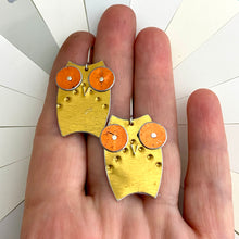 Load image into Gallery viewer, Shimmery Gold Owl Earrings