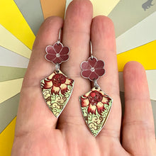 Load image into Gallery viewer, Flowery Pinked Edge &amp; Burgundy Blossom Earrings
