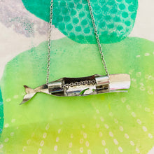 Load image into Gallery viewer, Dusty Aqua &amp; White Upcycled Tin Necklace