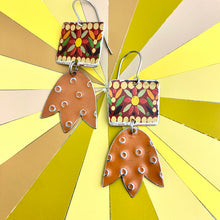 Load image into Gallery viewer, Flowery Mosaic &amp; Dotty Burnt Orange Earrings
