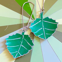Load image into Gallery viewer, Little Green Aspen Leaves Tin Earrings