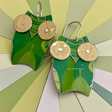 Load image into Gallery viewer, Swirled Greens  Owl Earrings