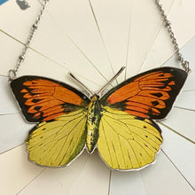 Load image into Gallery viewer, Yellow &amp; Orange Butterfly Upcycled Tin Necklace