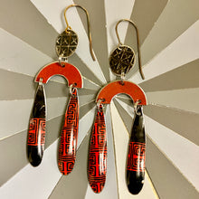 Load image into Gallery viewer, Chinese Red Mini Rainbow Tin Earrings