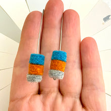 Load image into Gallery viewer, Stacked Wool Felt, Persimmon, Gray, Sky Earrings
