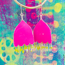 Load image into Gallery viewer, Hot Pink Fantastical Fuchsias Tin Earrings