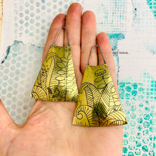Load image into Gallery viewer, Fantastical Botanicals Upcycled Tin Long Fans Earrings