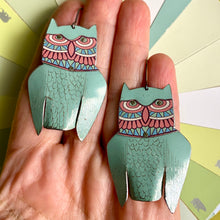 Load image into Gallery viewer, Seafoam Eagle Owl Earrings