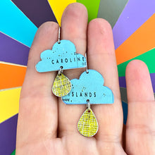 Load image into Gallery viewer, Vintage Globe Rain Clouds Tin Earrings