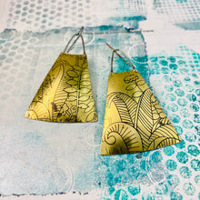 Load image into Gallery viewer, Fantastical Botanicals Upcycled Tin Long Fans Earrings