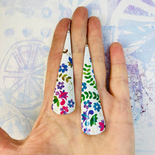 Load image into Gallery viewer, Happy Flowers Long Drop Tin Earrings