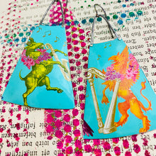 Load image into Gallery viewer, Diamond Jubilee Griffin &amp; Goat Long Fans Tin Earrings