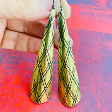 Load image into Gallery viewer, Golden Lattice Long Drop Tin Earrings