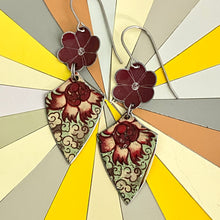 Load image into Gallery viewer, Flowery Pinked Edge &amp; Burgundy Blossom Earrings