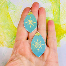 Load image into Gallery viewer, Cream Mandala on Dusty Blue Pod Earrings
