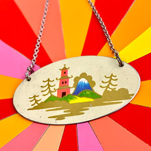 Load image into Gallery viewer, Little Red Pagoda Tin Necklace