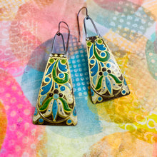 Load image into Gallery viewer, Morris Long Fans Recycled Tin Post Earrings