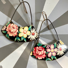 Load image into Gallery viewer, Flowers in a Row Wide Fan Earrings