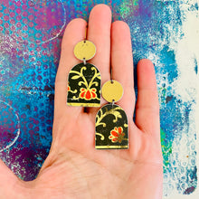 Load image into Gallery viewer, Scarlet Flower Wide Arch Upcycled Tin Earrings