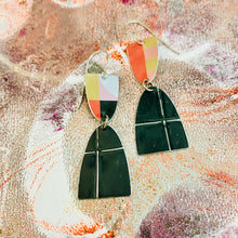 Load image into Gallery viewer, Midnight Colorblock Mod Arches Drop Tin Earrings
