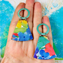 Load image into Gallery viewer, Watercolor Small Fans Tin Earrings