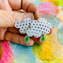 Load image into Gallery viewer, Holey Rain Clouds Upcycled Tin Earrings