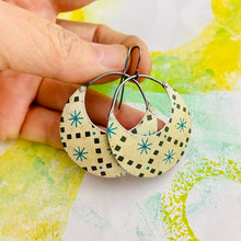 Load image into Gallery viewer, Retro Starburst Crescent Circles Tin Earrings