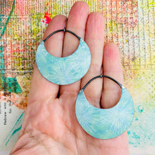 Load image into Gallery viewer, Aqua Fireworks Crescent Circles Tin Earrings