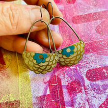 Load image into Gallery viewer, Half Zinnias Upcycled Tin Circle Earrings