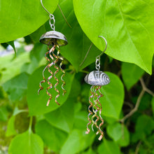 Load image into Gallery viewer, Vintage Cream Pattern Jellyfish Tin Earrings