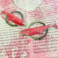 Load image into Gallery viewer, Dusty Carmine Humpback Upcycled Tin Earrings